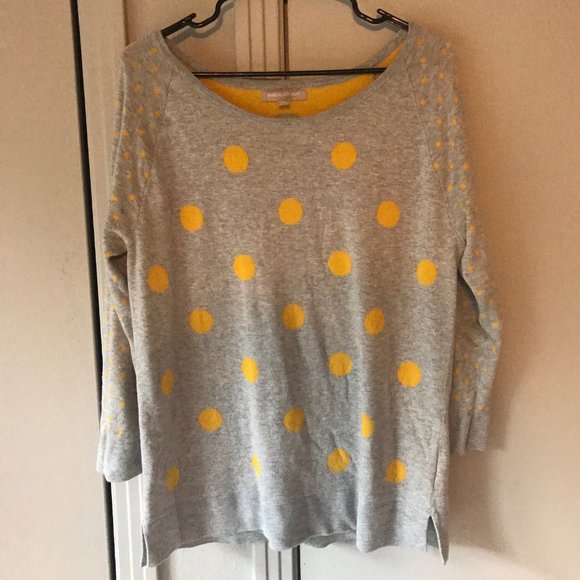 Banana Republic Sweaters - Banana Republic Grey/Yellow Polka Dot Sweater M